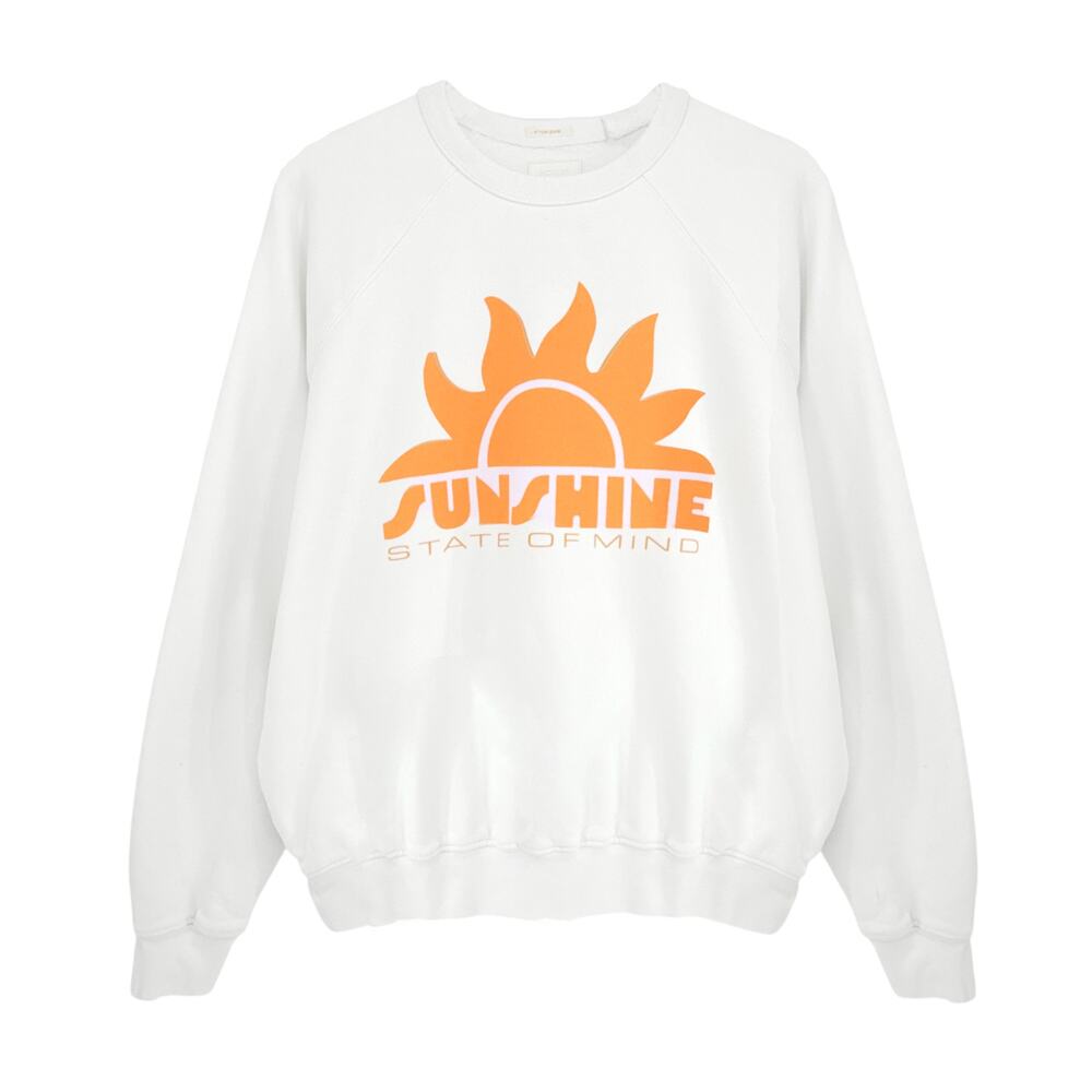 MOTHER The Biggie Message Sweatshirt In Bright White Sunshine Daydream S
